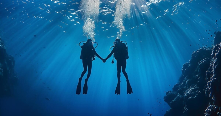 2 Divers Holding Hands