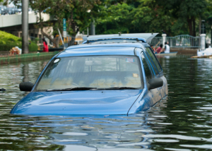 Car floating during Flood